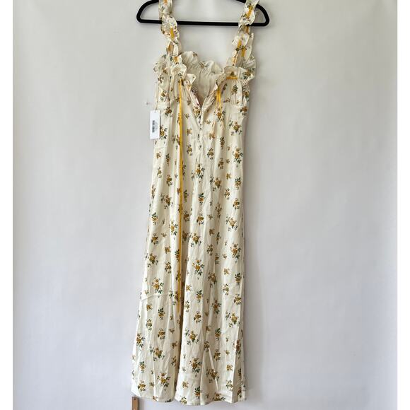 Reformation Erdem Silk Ruffled Flora Dress Missing Button M NWT - Picture 10 of 12